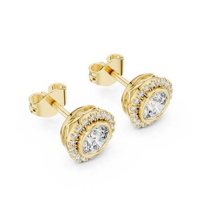Zarelle Round Diamond Radiant Halo Studs