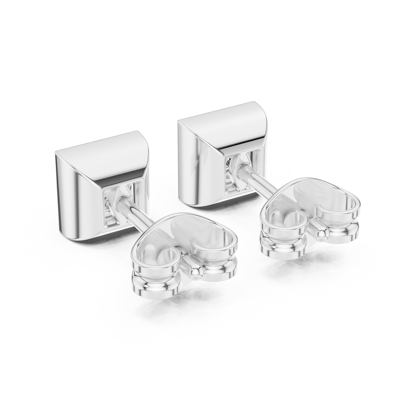 Modern Legacy Princess Cut Bezel Moissanite Stud Earrings in 925 Sterling Silver