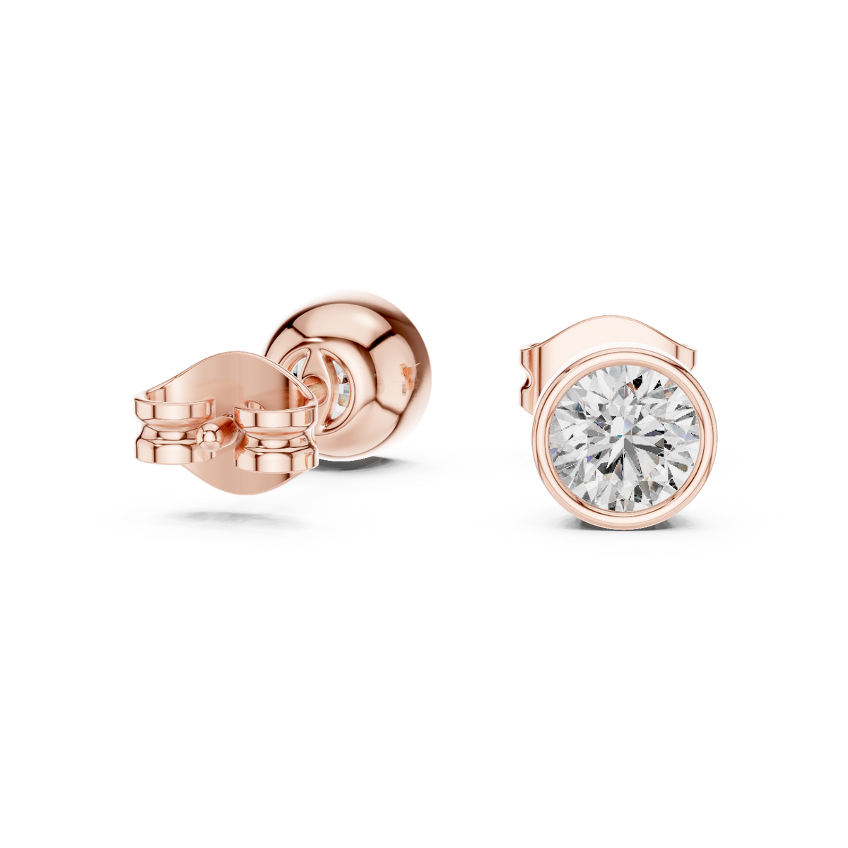 Avelisse Round Diamond Bezel Studs