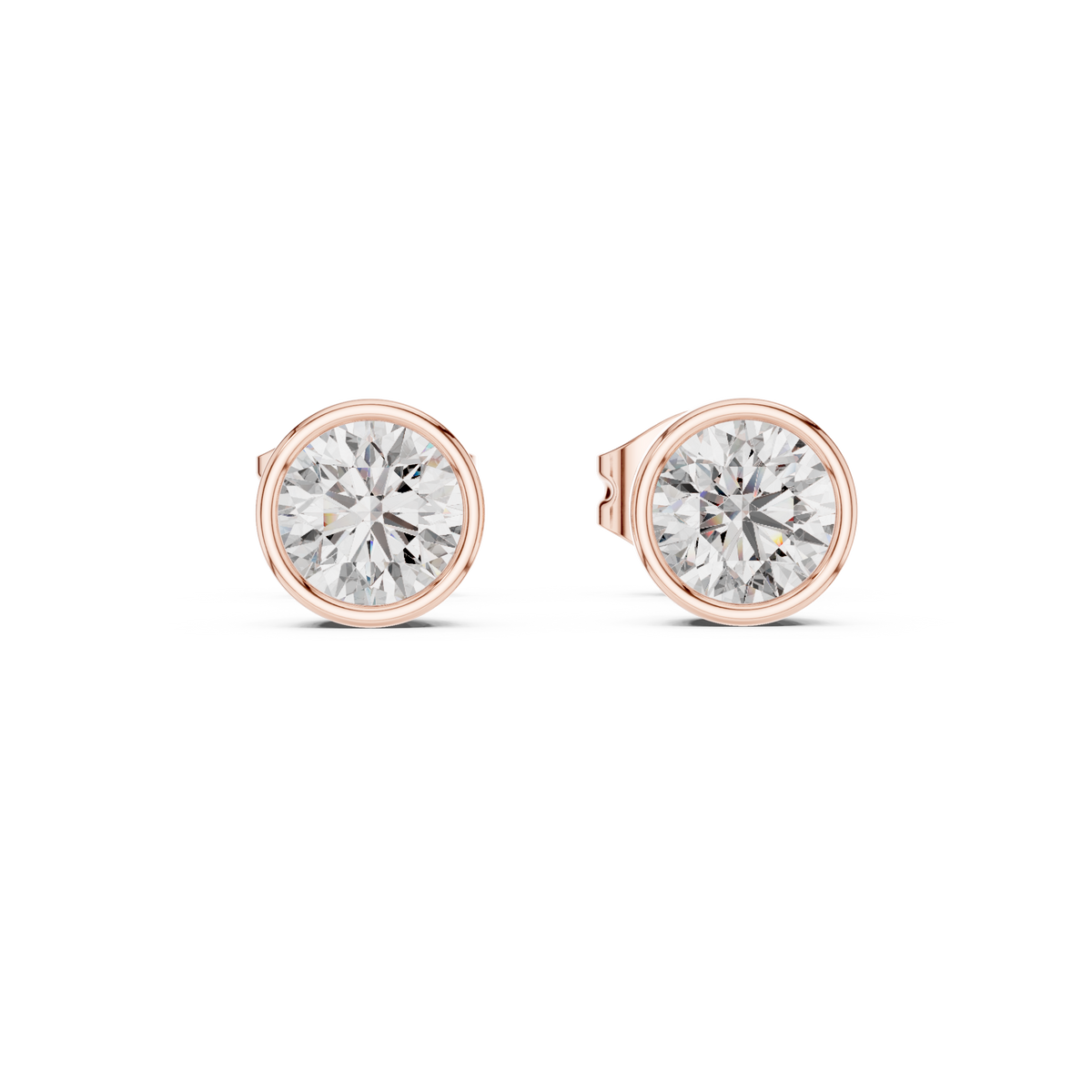 Avelisse Round Diamond Bezel Studs