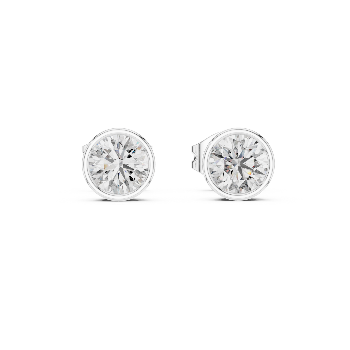 Infinity Circle Round Bezel Moissanite Stud Earrings in 925 Sterling Silver