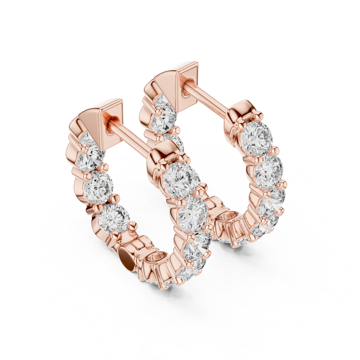 Seralyn Round Diamond Eternity Hoop Studs
