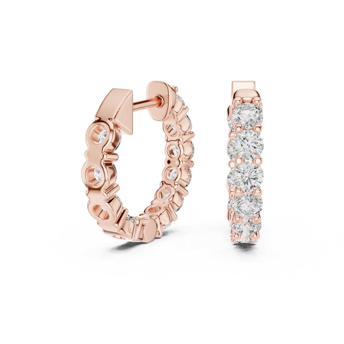 Seralyn Round Diamond Eternity Hoop Studs