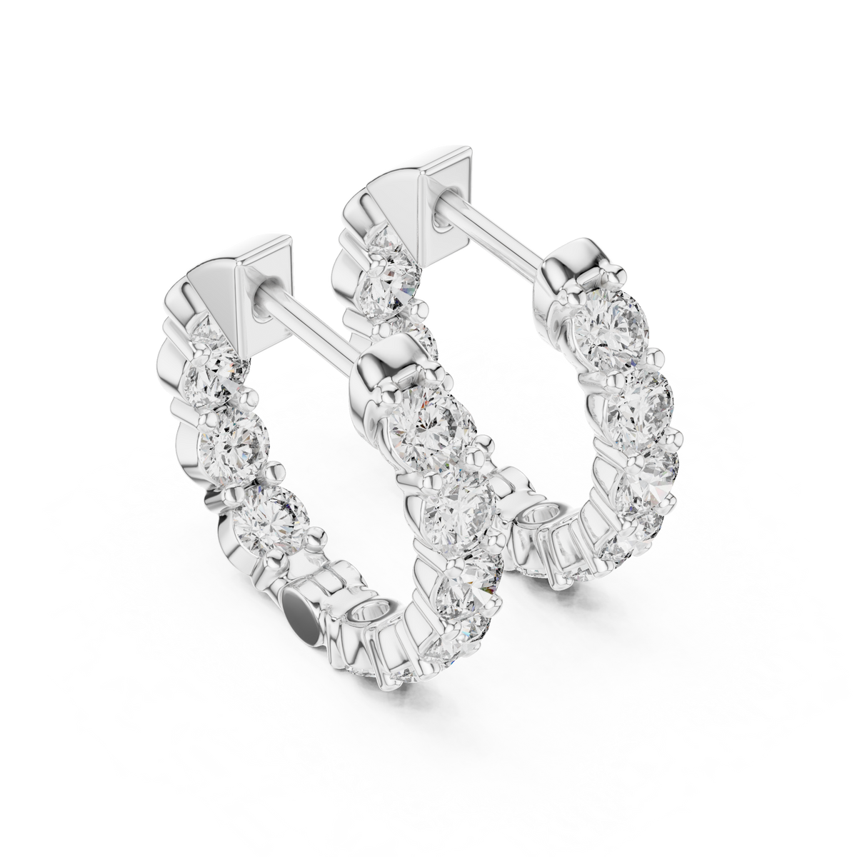 Seralyn Round Diamond Eternity Hoop Studs