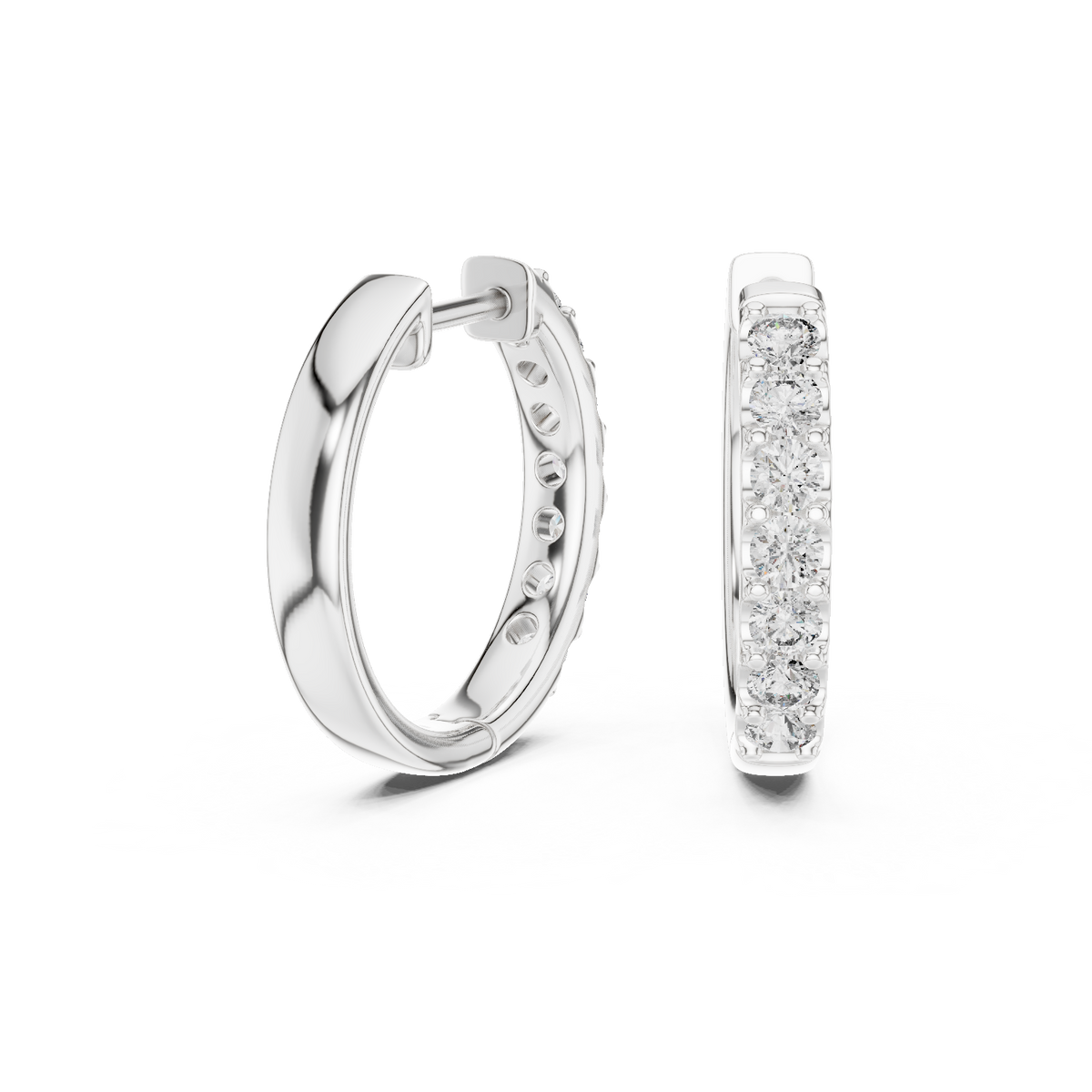 Velmora Round Diamond Pave Hoops