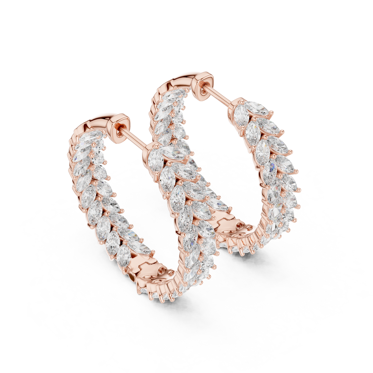 Virelia Marquise Diamond Chevron Hoops