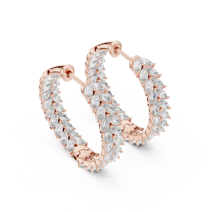 Virelia Marquise Diamond Chevron Hoops