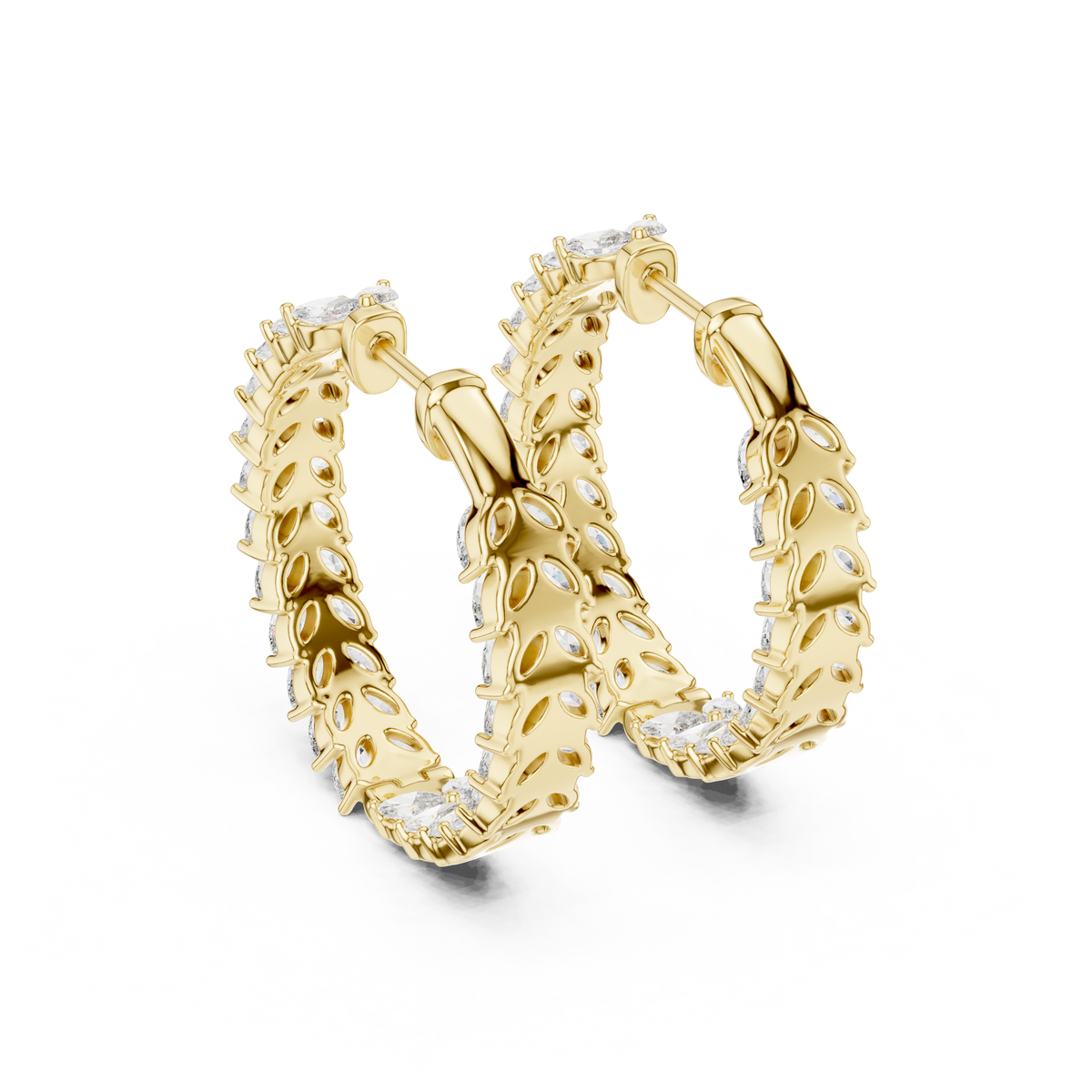 Virelia Marquise Diamond Chevron Hoops