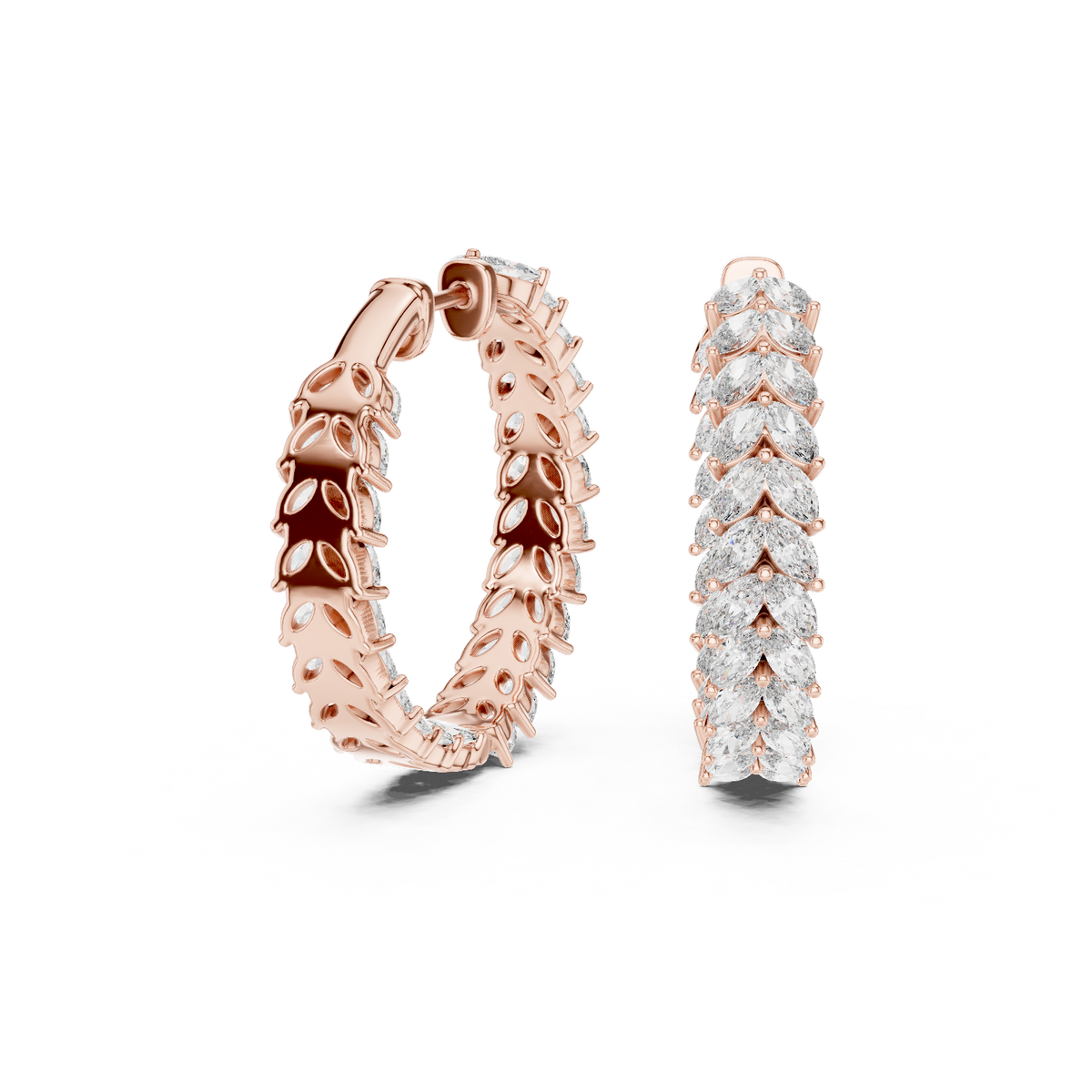 Virelia Marquise Diamond Chevron Hoops