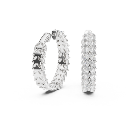 Virelia Marquise Diamond Chevron Hoops