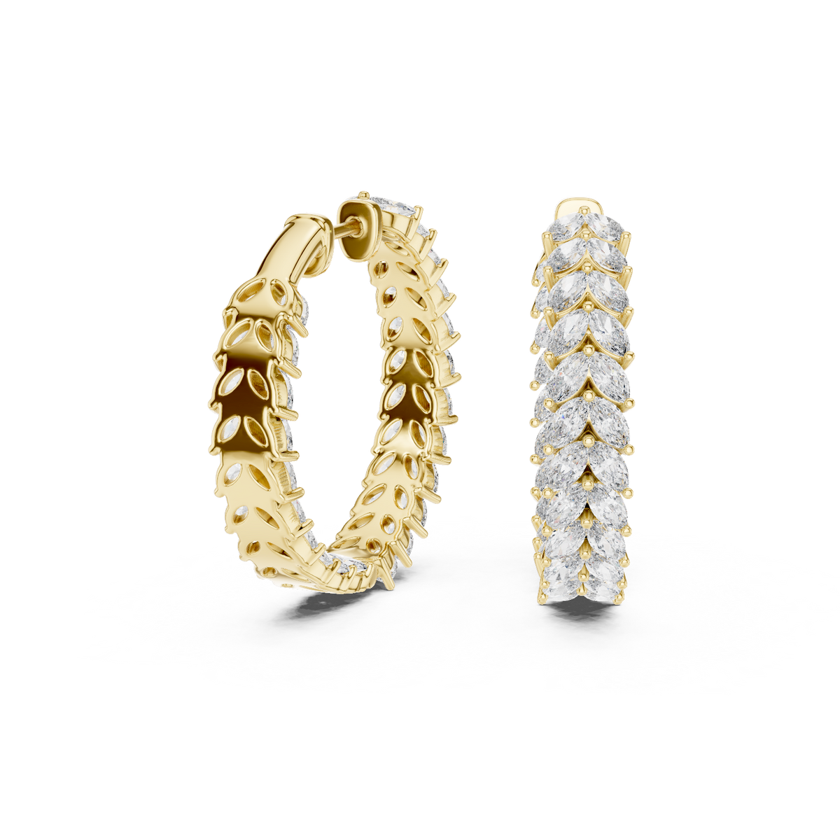 Virelia Marquise Diamond Chevron Hoops