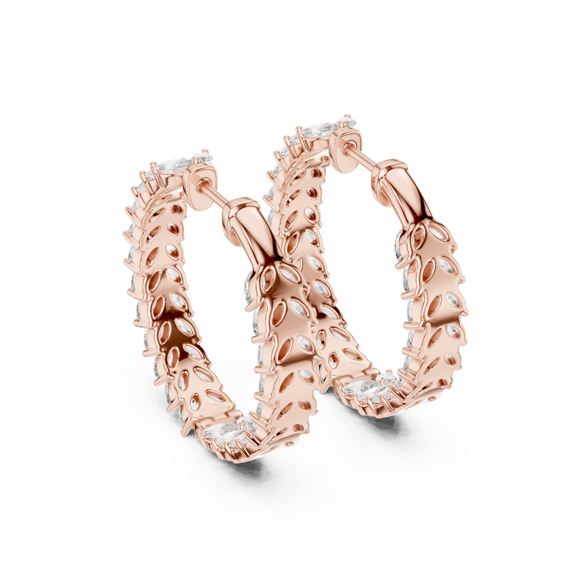 Virelia Marquise Diamond Chevron Hoops