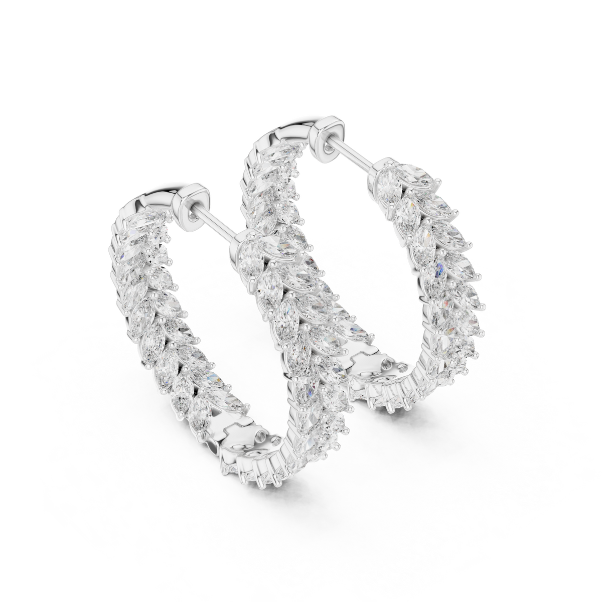 Virelia Marquise Diamond Chevron Hoops