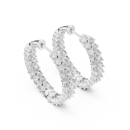 Virelia Marquise Diamond Chevron Hoops