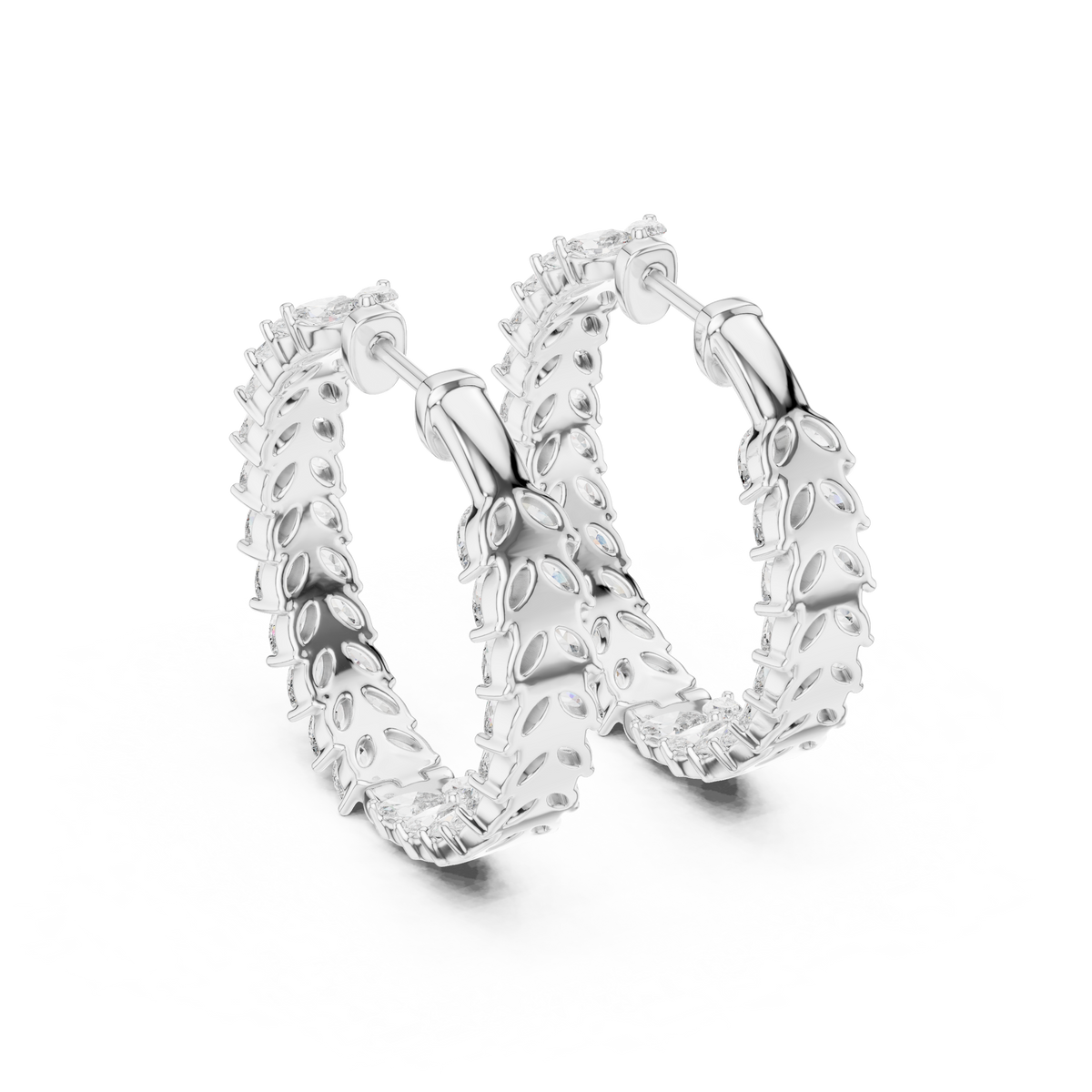 Virelia Marquise Diamond Chevron Hoops