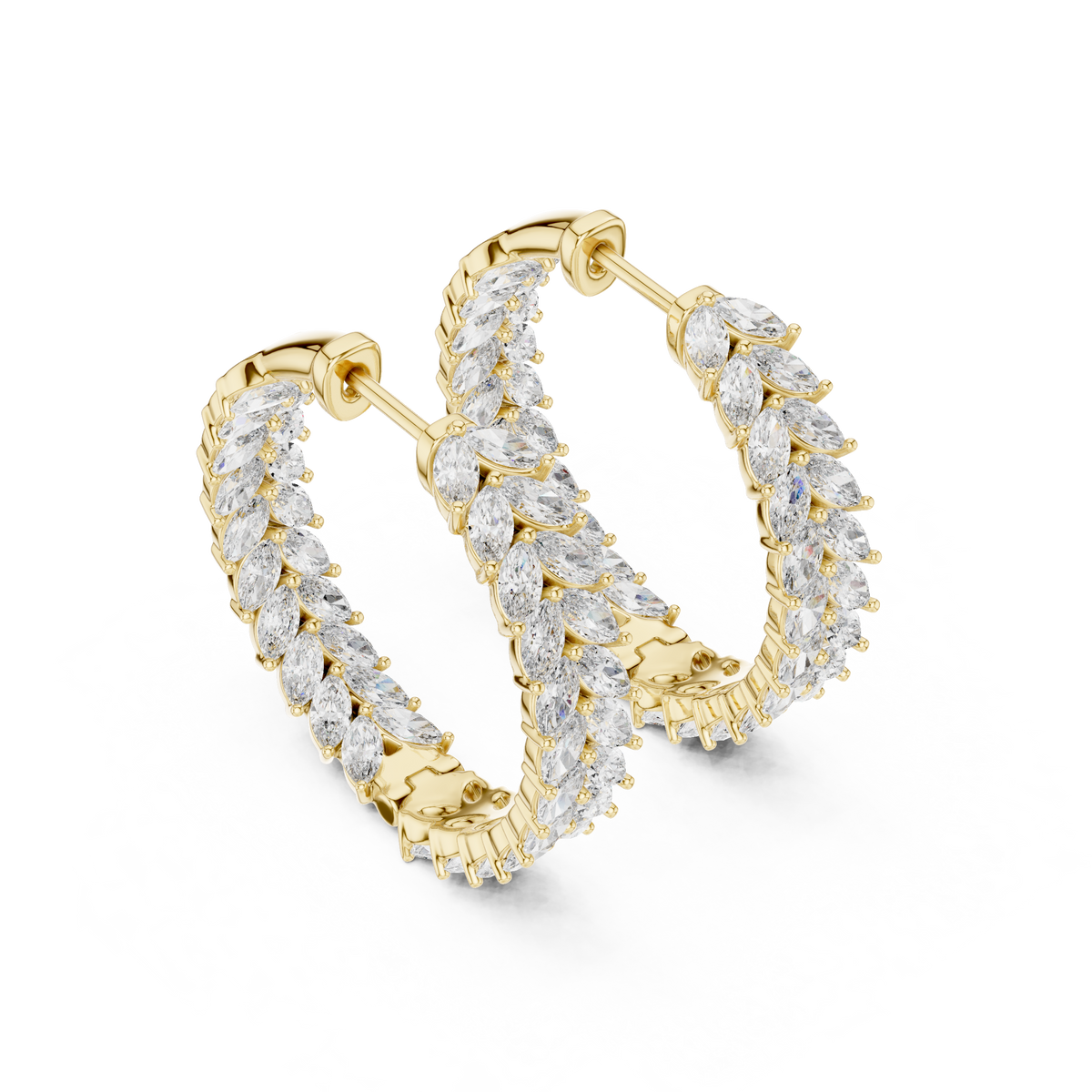 Virelia Marquise Diamond Chevron Hoops