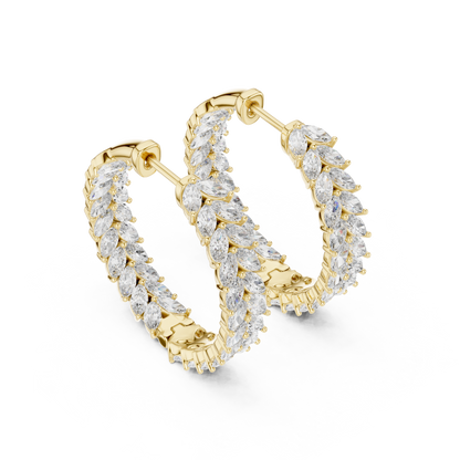 Virelia Marquise Diamond Chevron Hoops