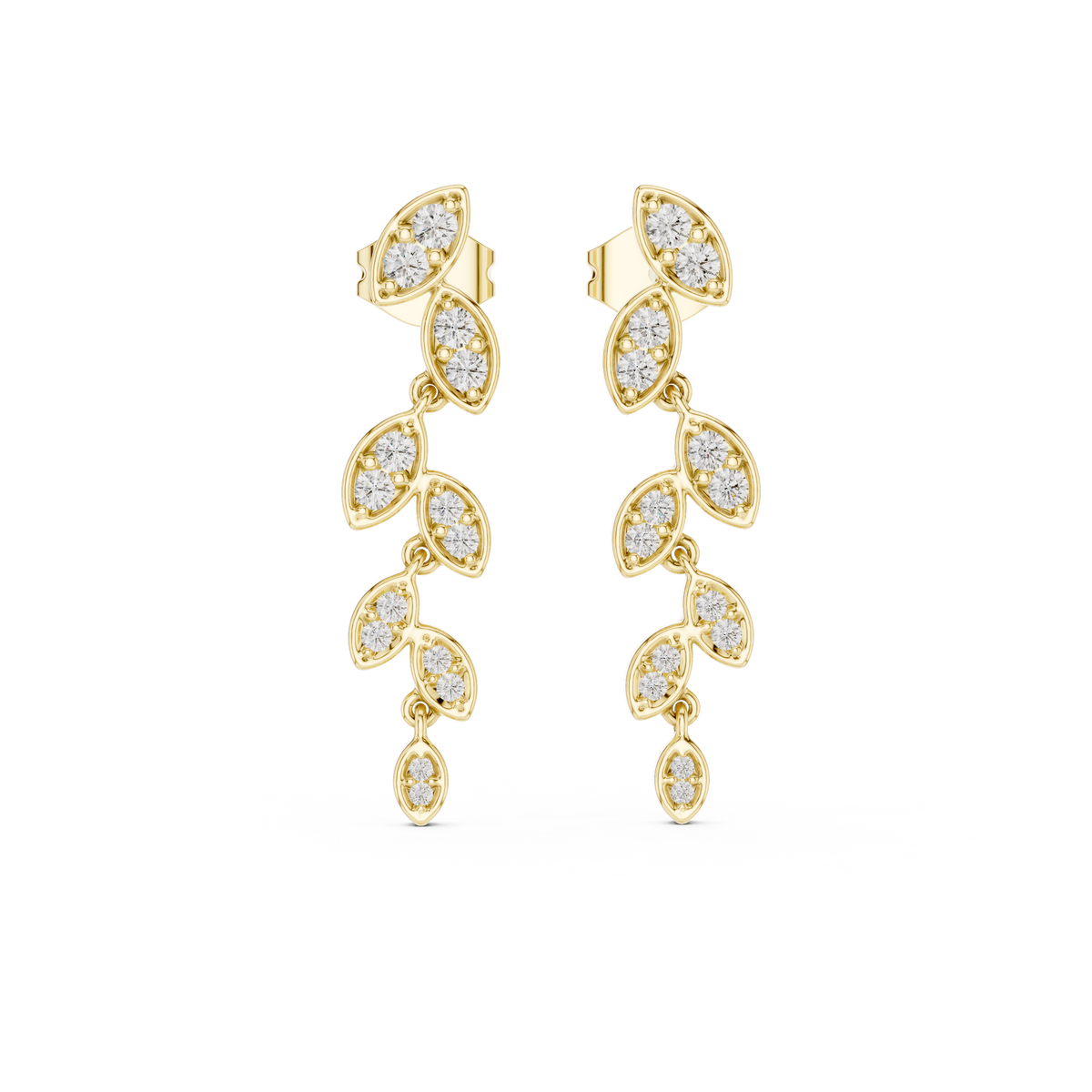 Seraphielle Round Diamond Botanical Drop Earring