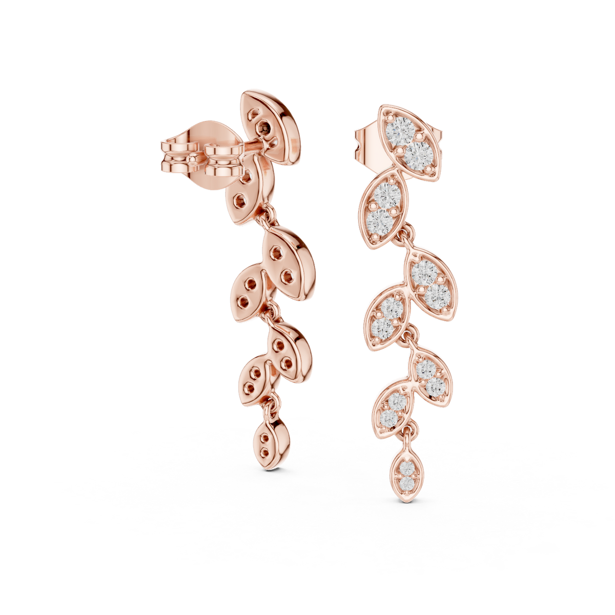 Seraphielle Round Diamond Botanical Drop Earring