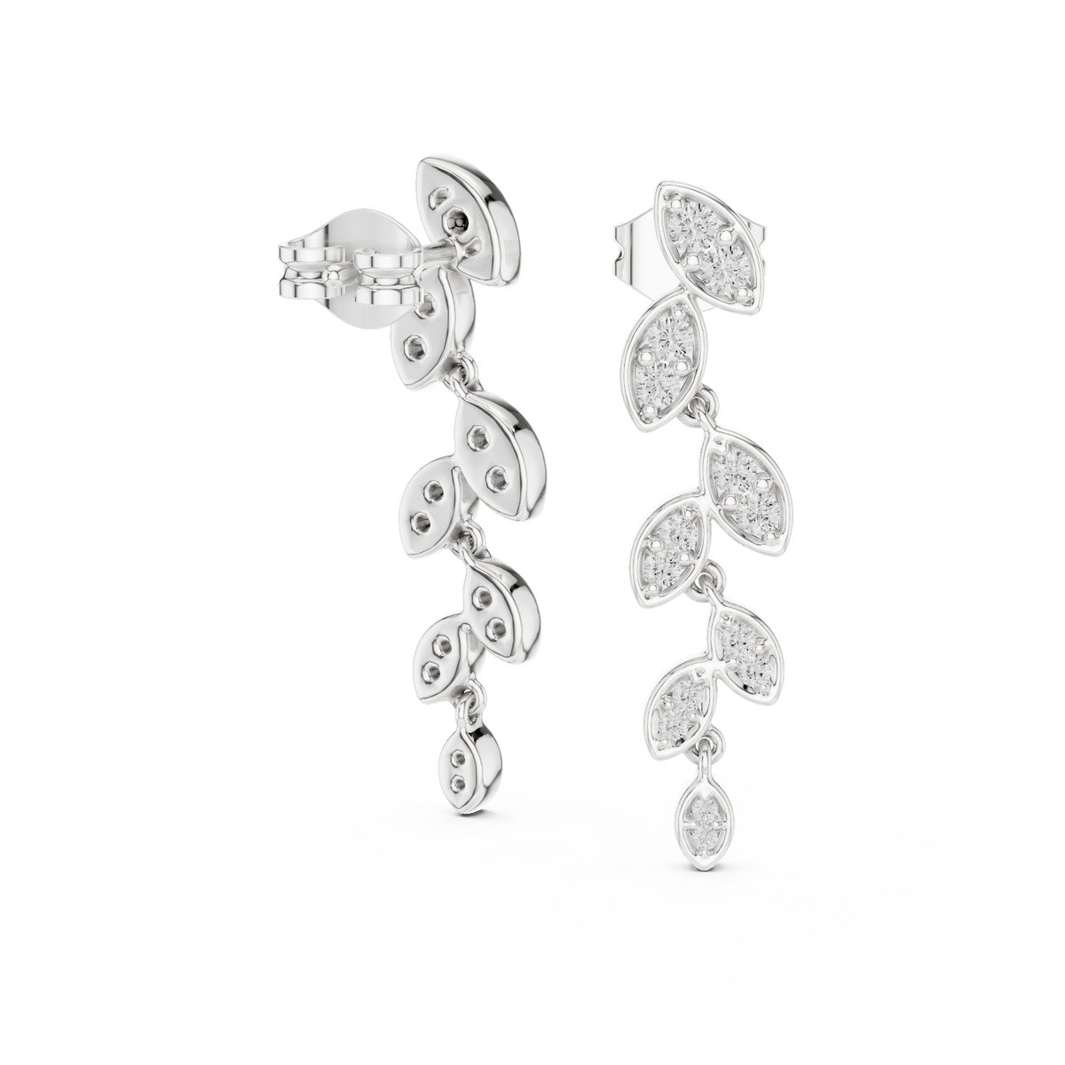 Seraphielle Round Diamond Botanical Drop Earring