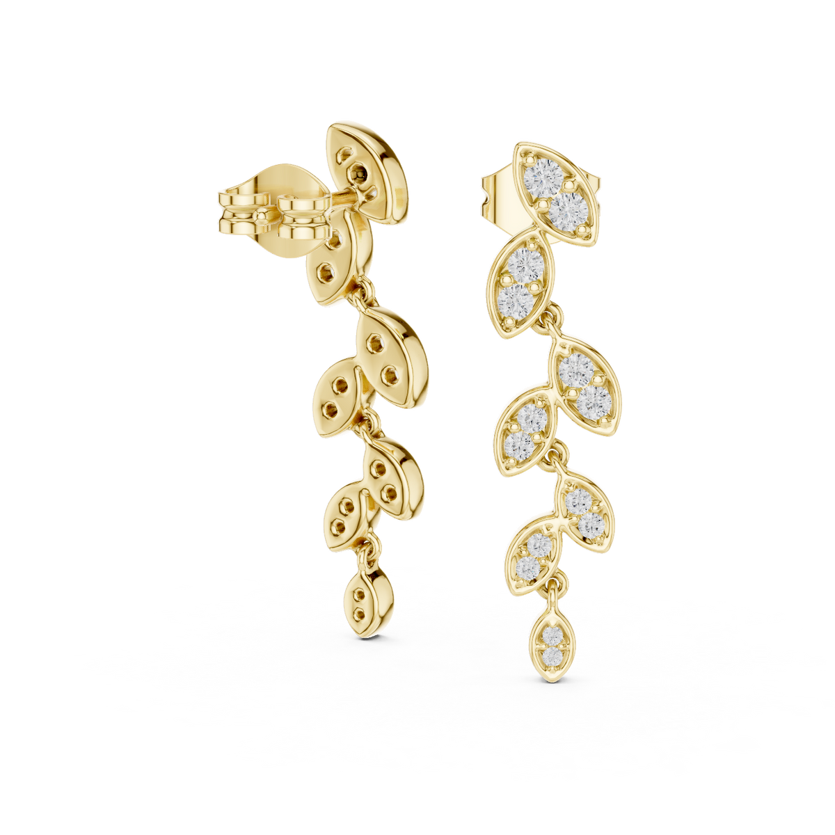 Seraphielle Round Diamond Botanical Drop Earring