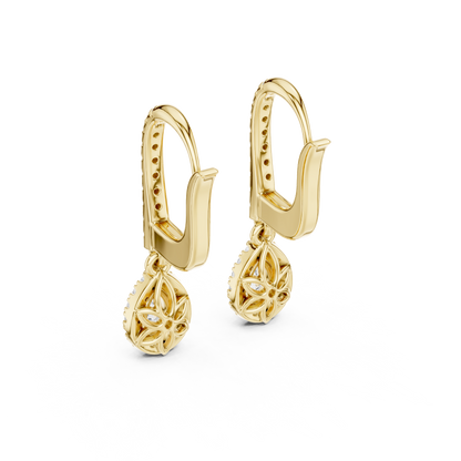 Aurevielle Pear Diamond Halo Drop Earring