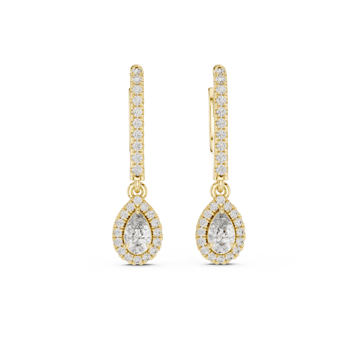 Aurevielle Pear Diamond Halo Drop Earring