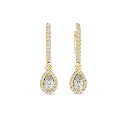 Aurevielle Pear Diamond Halo Drop Earring
