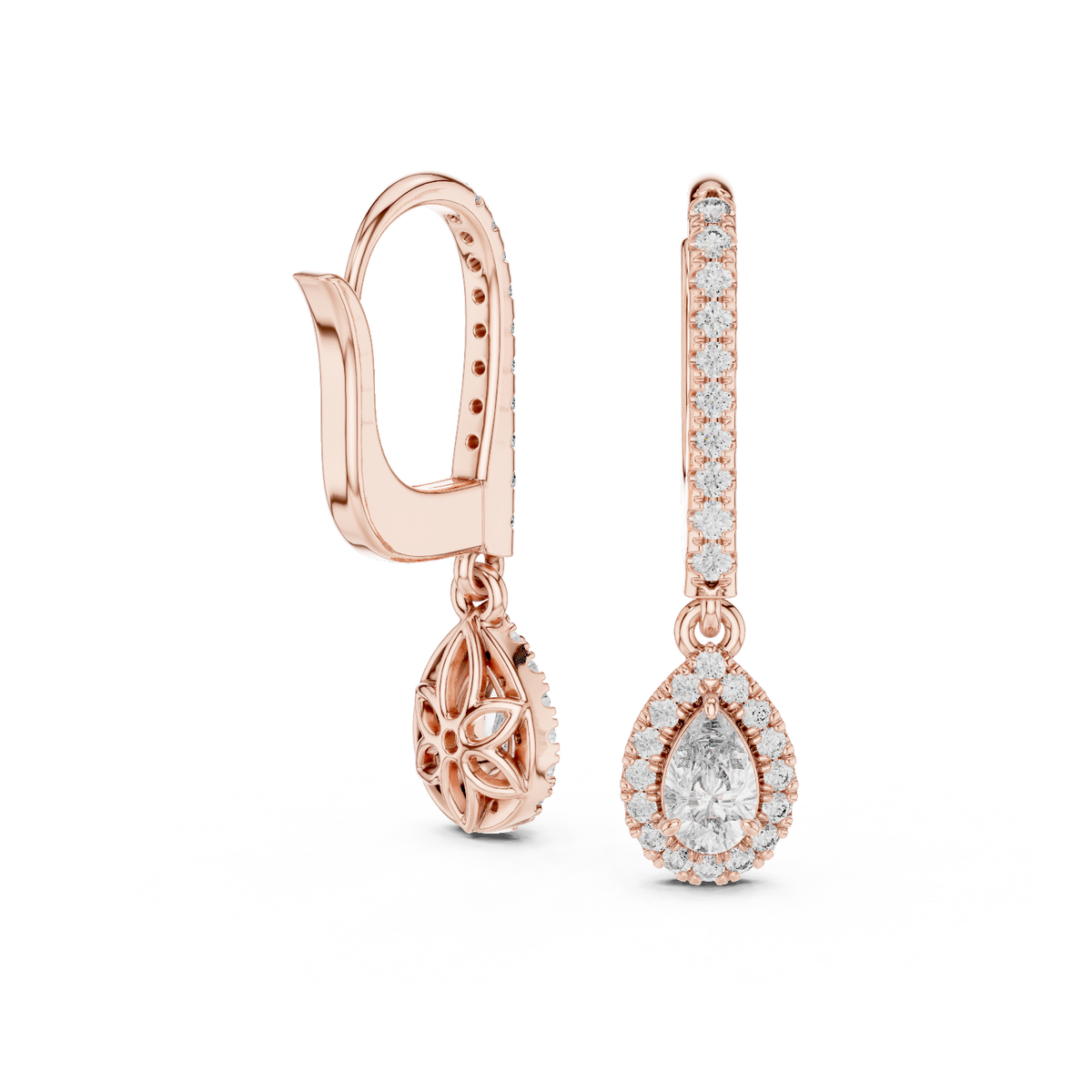 Aurevielle Pear Diamond Halo Drop Earring