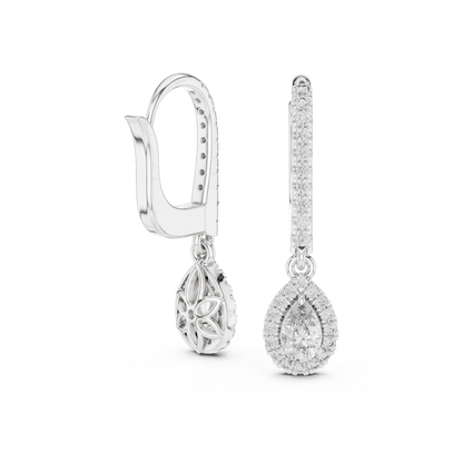 Aurevielle Pear Diamond Halo Drop Earring