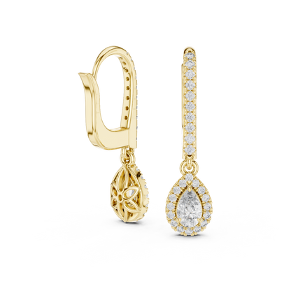 Aurevielle Pear Diamond Halo Drop Earring