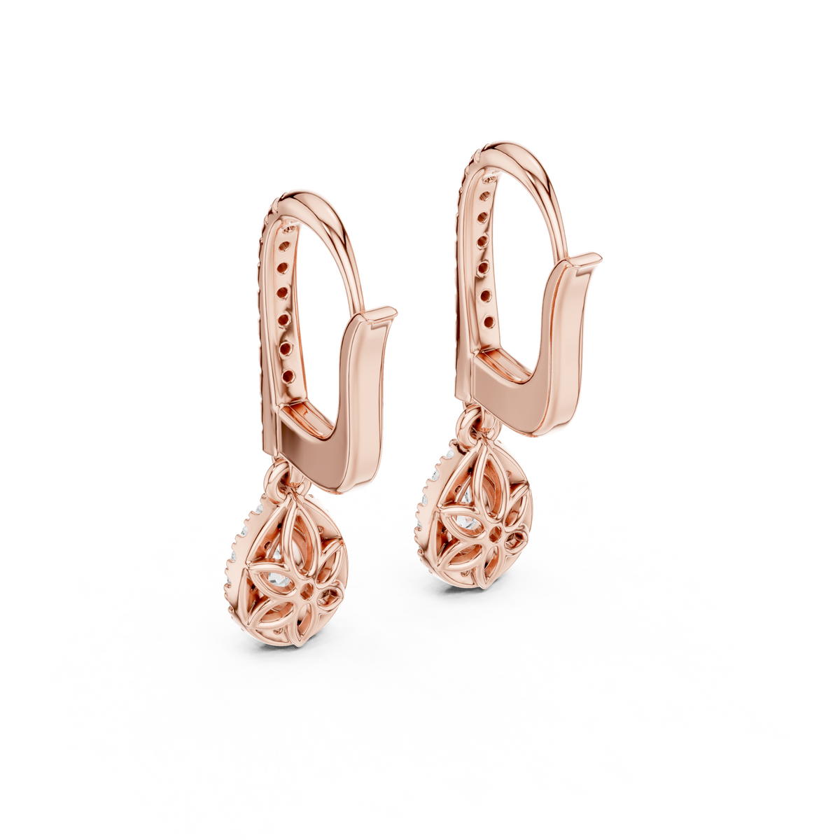 Aurevielle Pear Diamond Halo Drop Earring