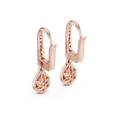Aurevielle Pear Diamond Halo Drop Earring