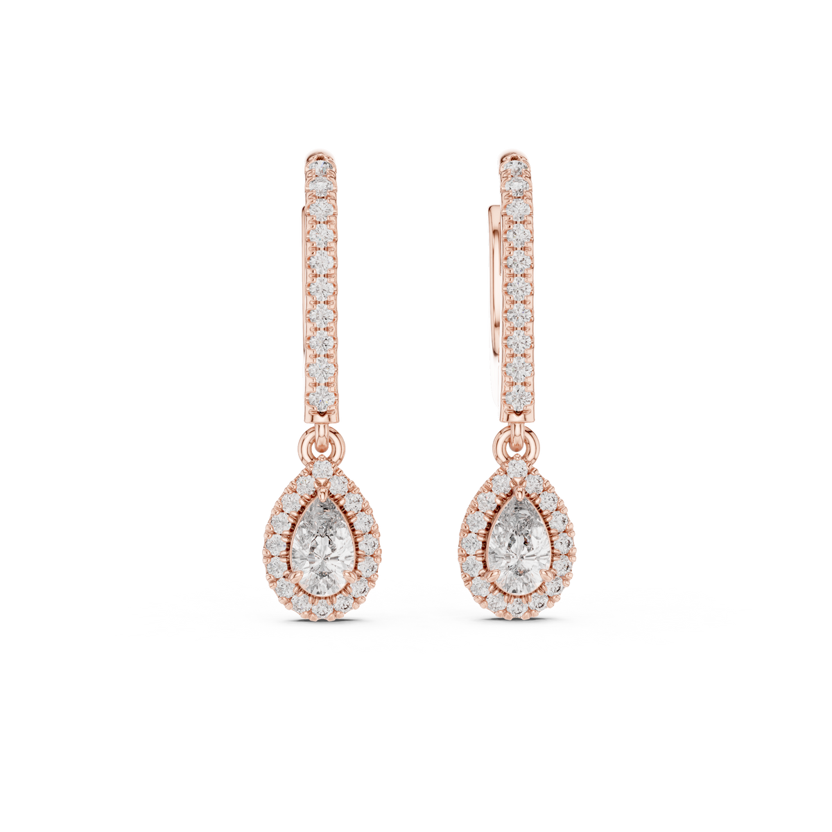 Aurevielle Pear Diamond Halo Drop Earring