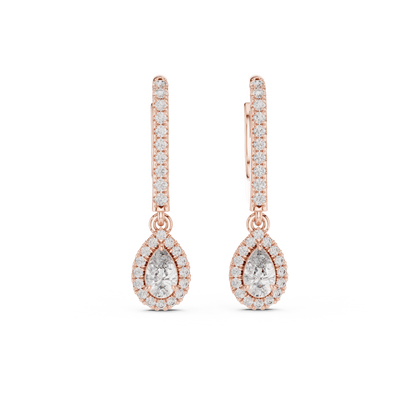 Aurevielle Pear Diamond Halo Drop Earring
