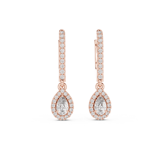 Aurevielle Pear Diamond Halo Drop Earring