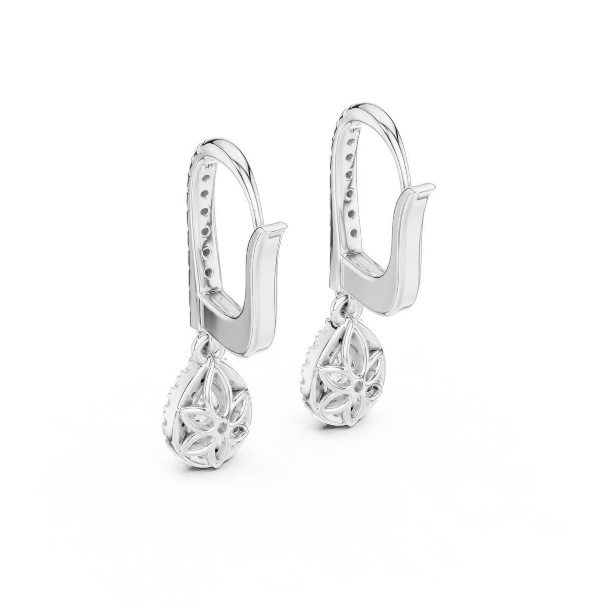 Aurevielle Pear Diamond Halo Drop Earring