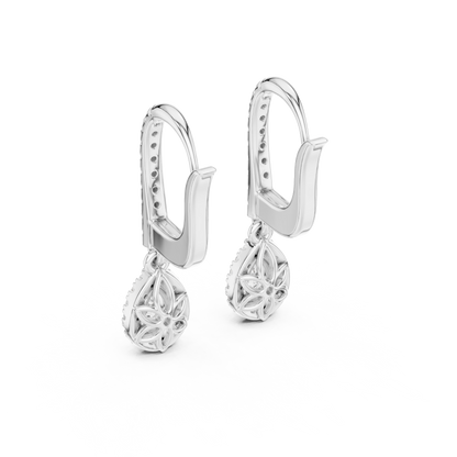 Aurevielle Pear Diamond Halo Drop Earring