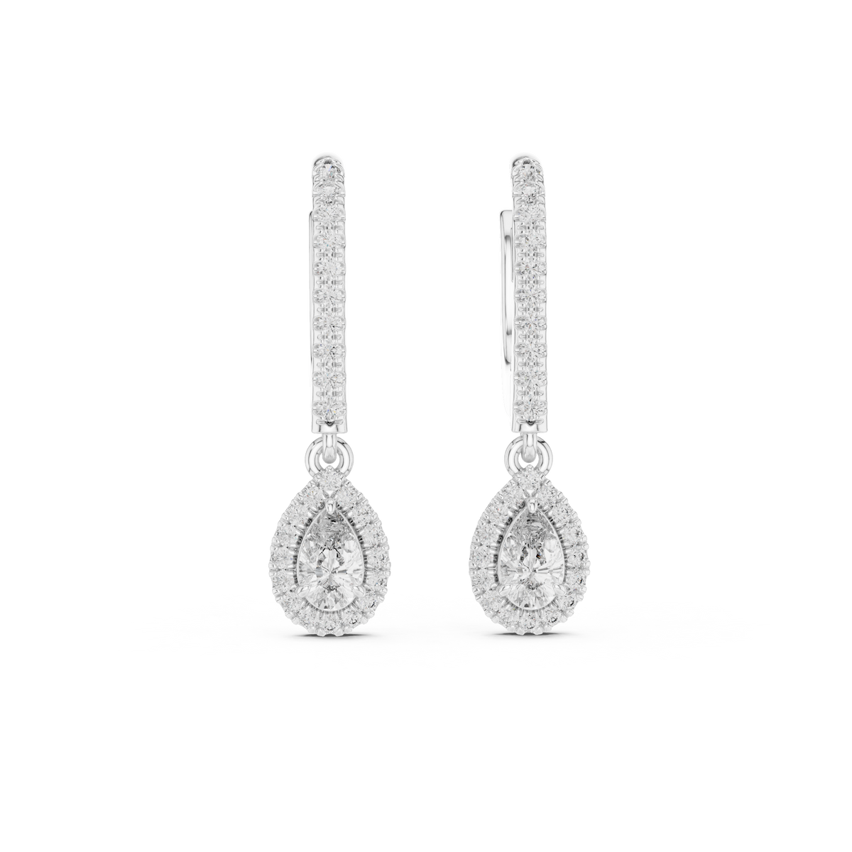 Aurevielle Pear Diamond Halo Drop Earring