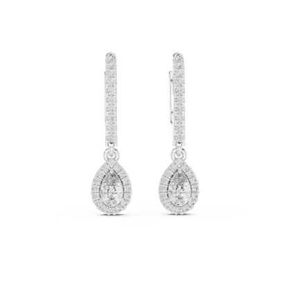 Aurevielle Pear Diamond Halo Drop Earring