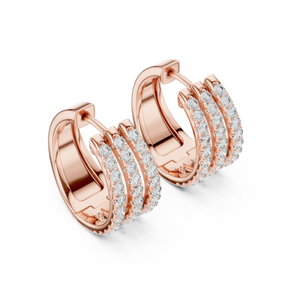 Calivelle Round Diamond Triple Row Hoops