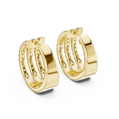 Calivelle Round Diamond Triple Row Hoops