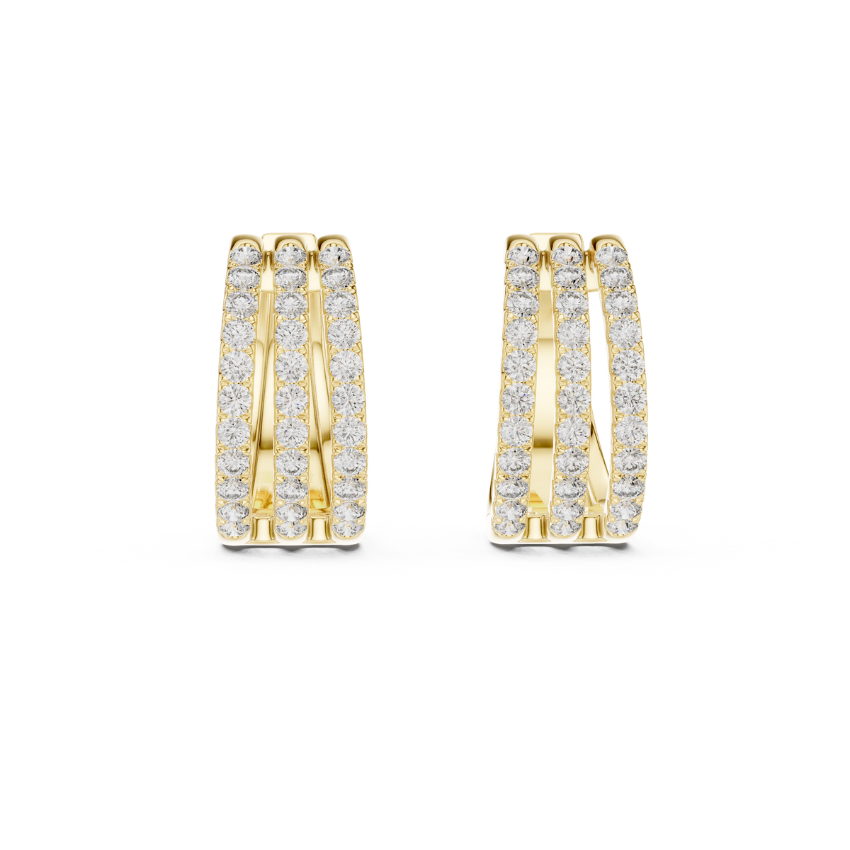 Calivelle Round Diamond Triple Row Hoops