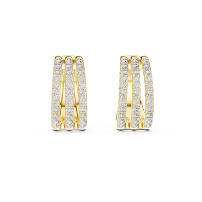 Calivelle Round Diamond Triple Row Hoops