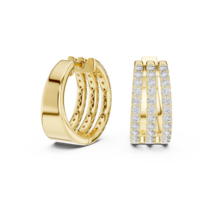 Calivelle Round Diamond Triple Row Hoops