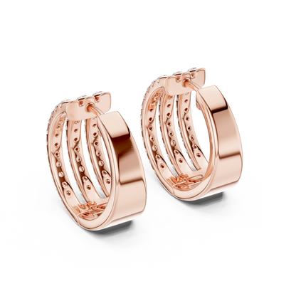 Calivelle Round Diamond Triple Row Hoops