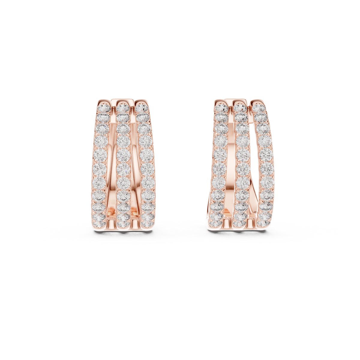 Calivelle Round Diamond Triple Row Hoops