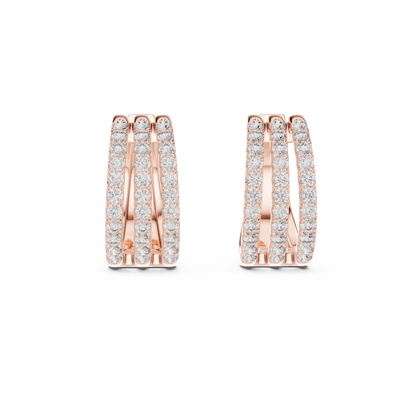 Calivelle Round Diamond Triple Row Hoops