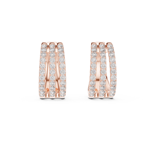 Calivelle Round Diamond Triple Row Hoops