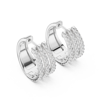Calivelle Round Diamond Triple Row Hoops